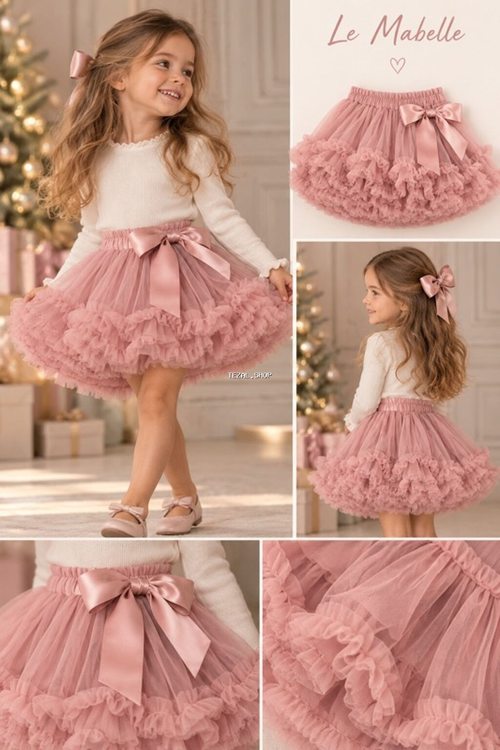 Le Mabelle qız uşaq ətəyi – pudra/çəhrayı tonlarda tül tutu model 4-5