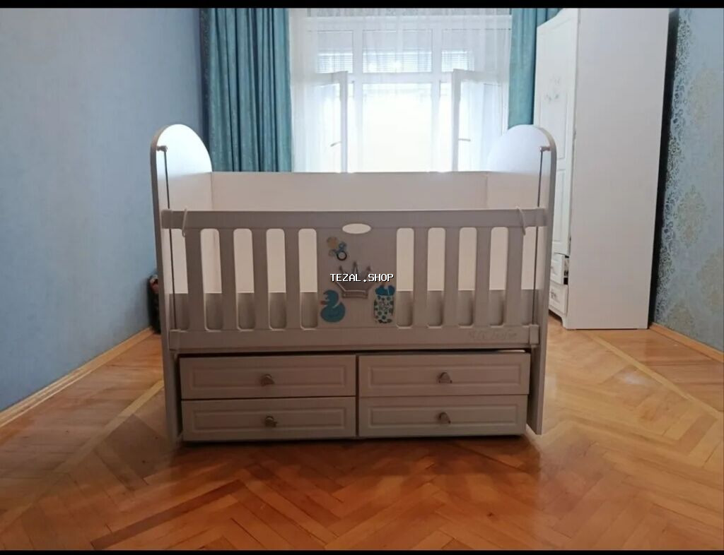 Oğlan və qız üçün, İşlənmiş, Dördbucaq, Beşik, Dəstsiz, Matras ilə, Yellənmə mexanizmsiz - şəkil 2