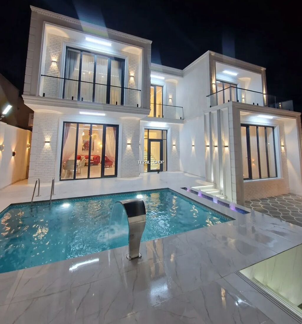 Lüks iki mərtəbəli villa – modern eksteryer və yüksək səviyyəli