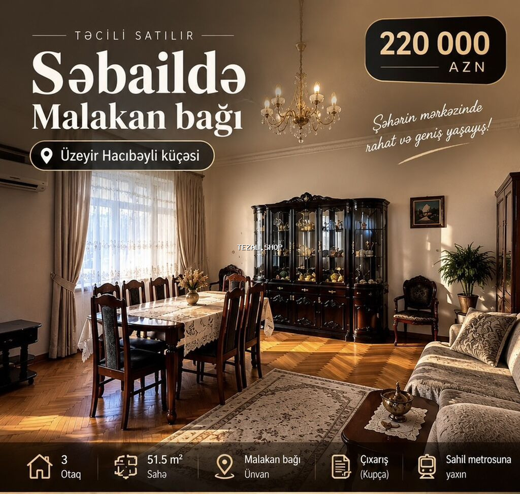Bakı, 3 otaqlı, Köhnə tikili, m. Sahil, 51 kv. m
