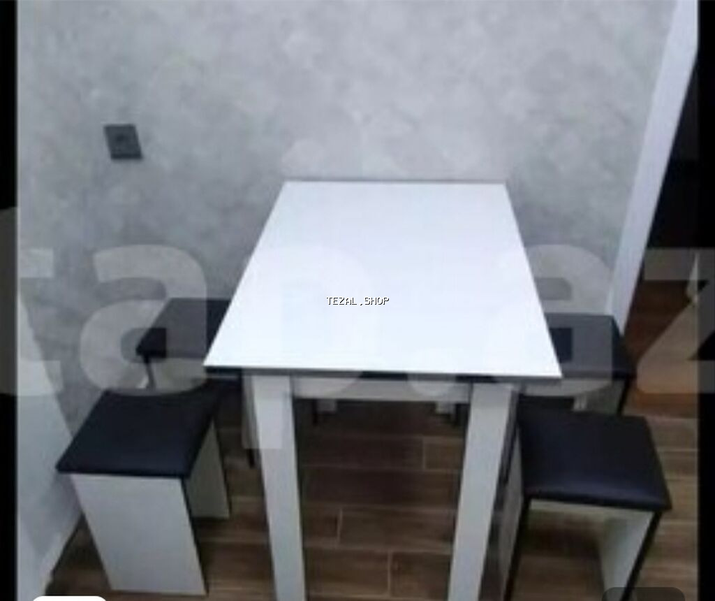 Mətbəx üçün, Yeni, Açılmayan, Dördbucaq masa, 4 stul