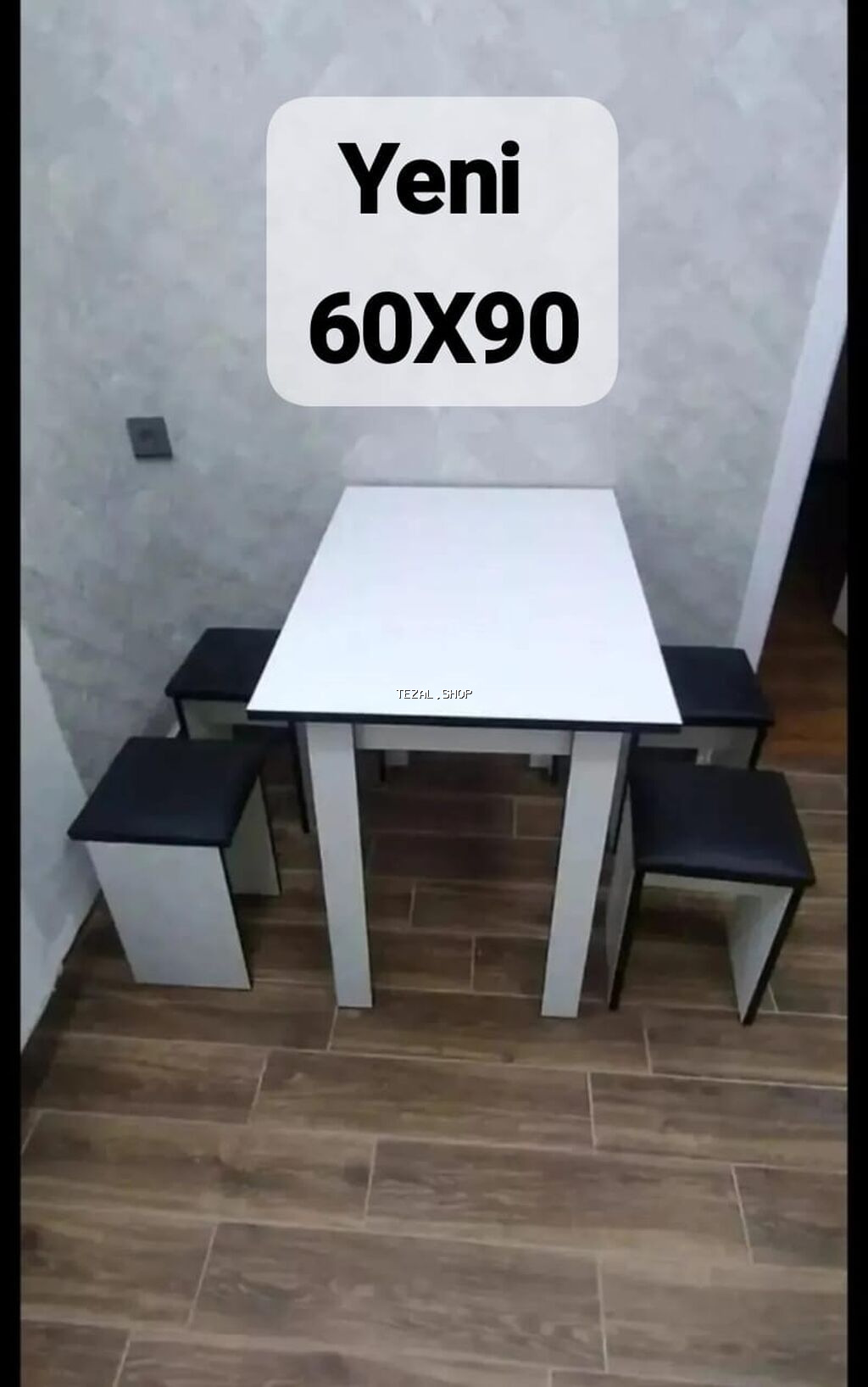 Mətbəx üçün, Yeni, Açılmayan, Dördbucaq masa, 4 stul - şəkil 2