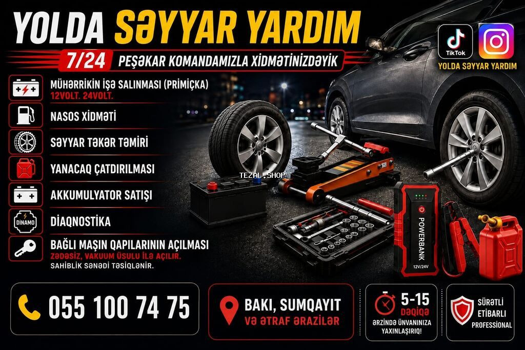 Yolda Səyyar Yardım – 7/24 peşəkar komanda Xidmətlər: - Mühərrikin