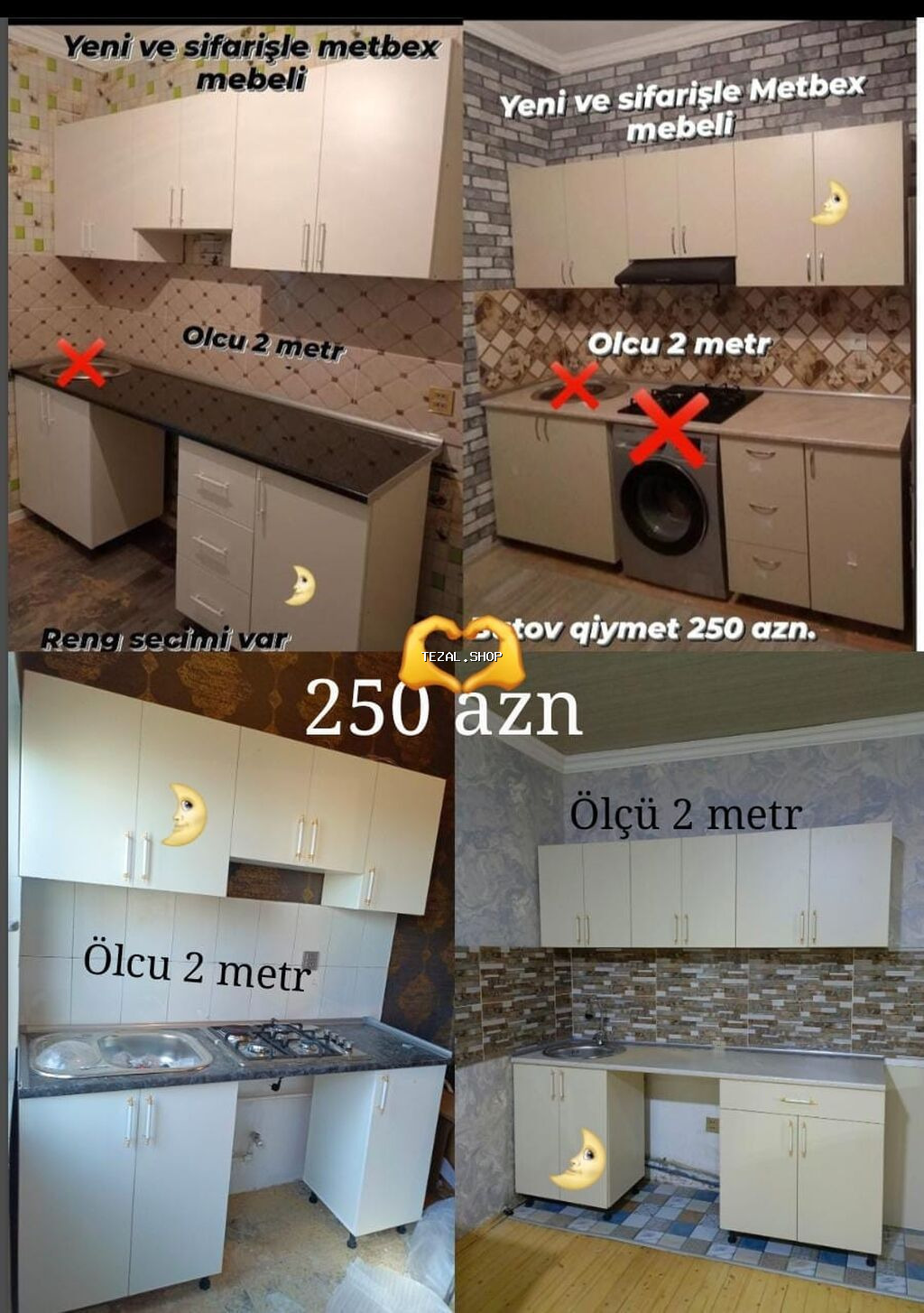 Mətbəx mebeli ölçü 2 metr Masazır — TezAl.shop