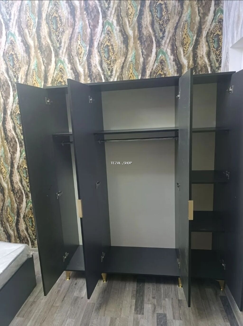 Yeni, 4 qapılı, Güzgülü, Bej, Açılan, Düz dolab - şəkil 3