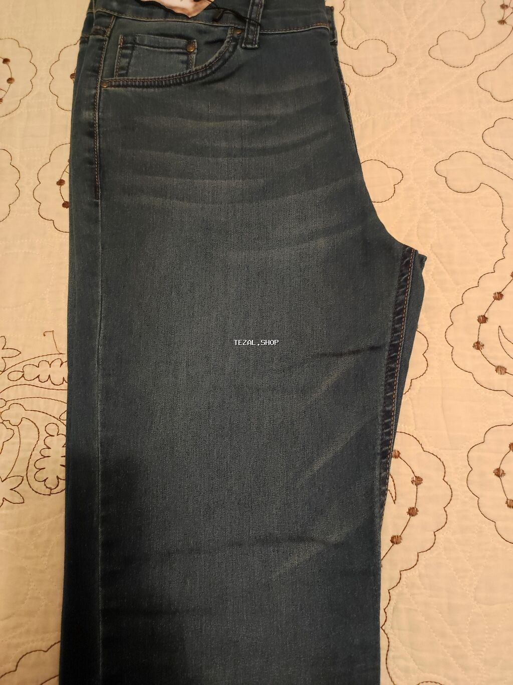 Cins şalvar . Türk istehsalı. Yüksek bel, aşağısı düz bicimli. Bir Bakı — TezAl.shop
