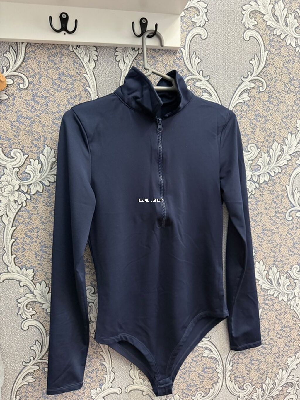 Qadın bədən köynəyi (bodysuit) – tünd lacivərt - Model: uzunqol