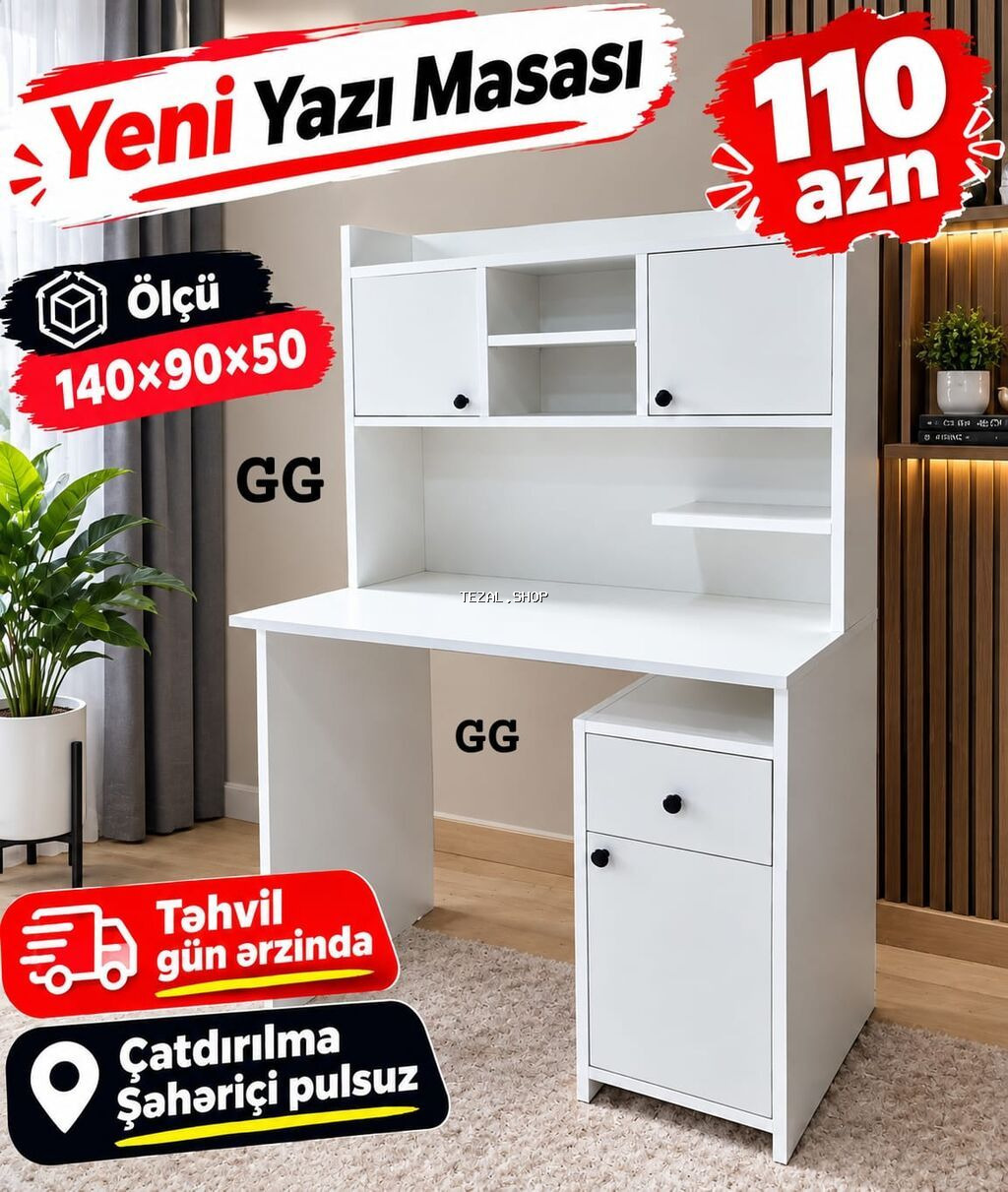 Yeni yazı masası – funksional iş guşəsi üçün ideal seçim. Ölçü: 140 × Sumqayıt — TezAl.shop