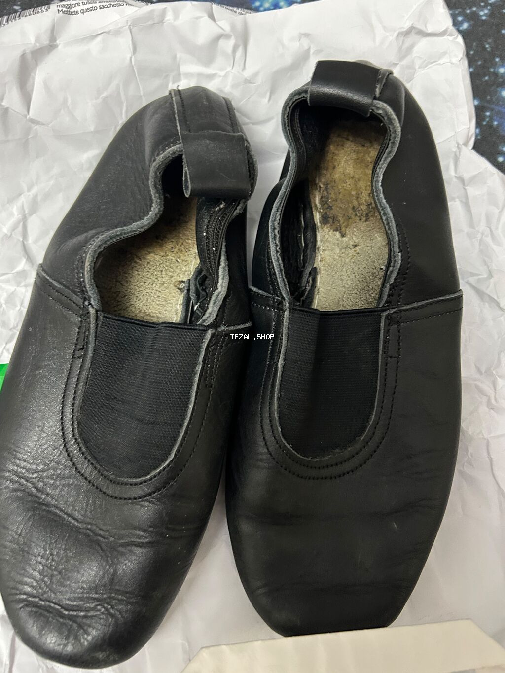 Qara rəngli rəqs/ritmika üçün yumşaq dəridən slip-on ayaqqabı 36