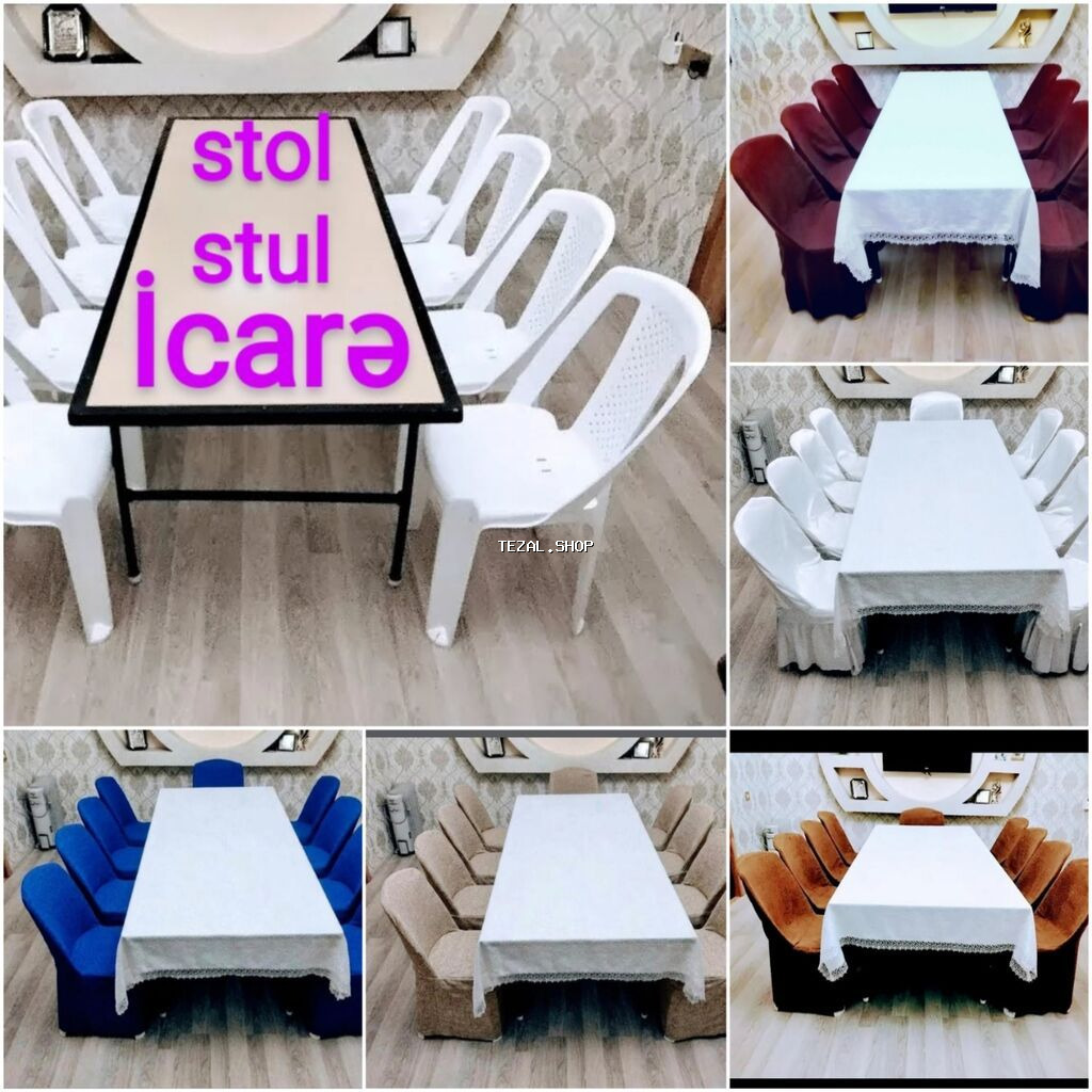 Masa və oturacaq icarəsi. Kirayə stol stul. Tədbirlər üçün. Ad