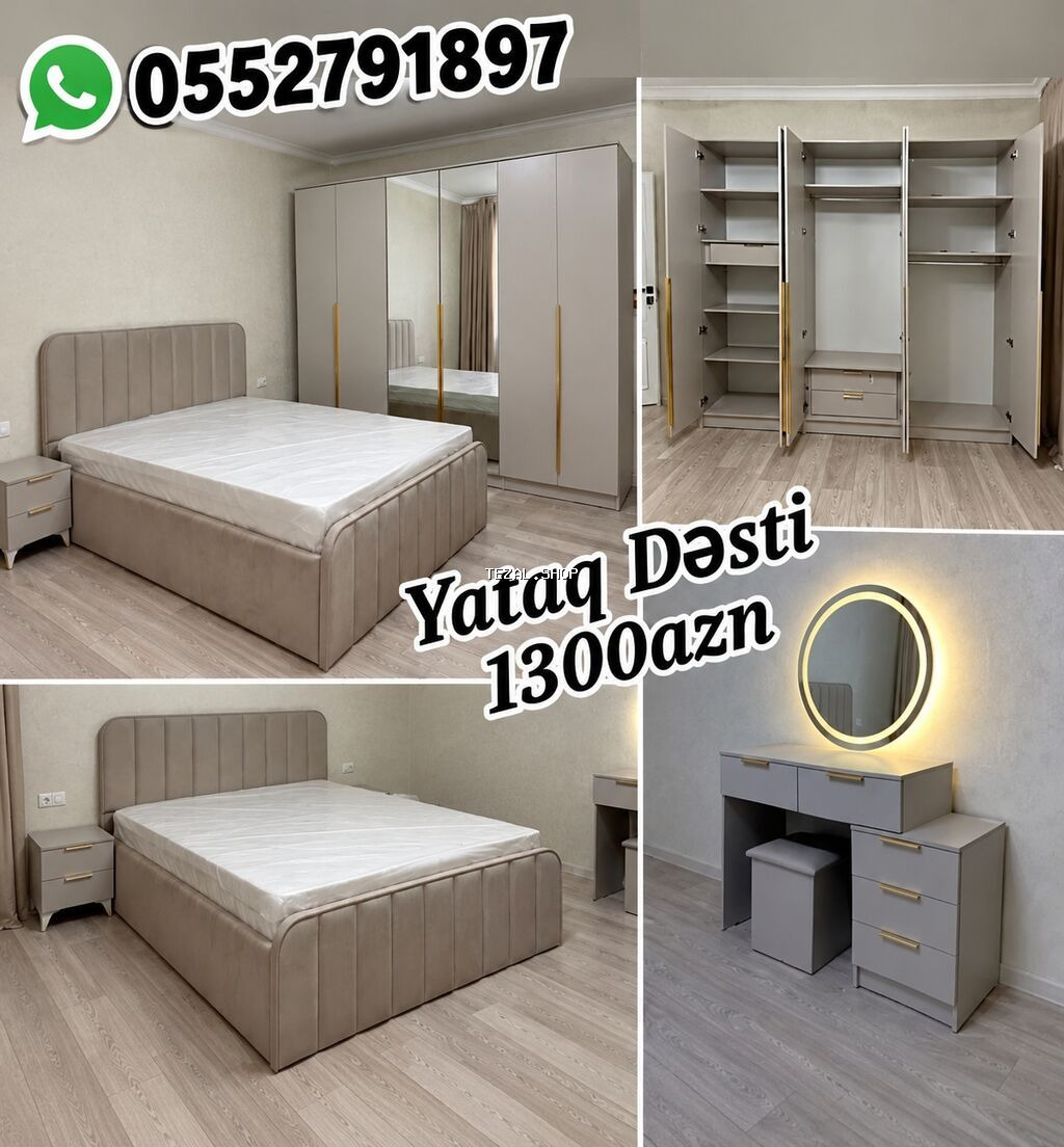 Məhsul: Yataq dəsti – 1300 AZN Tərkibi: - 1 ədəd çarpayı (yumşaq