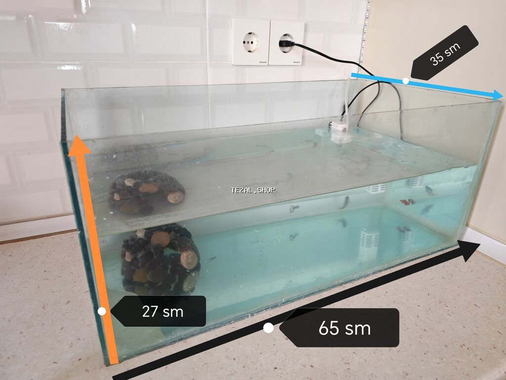 Dördbucaq akvarium, Balıqlarla birlikdə, 50 l, Ünvandan götürmə