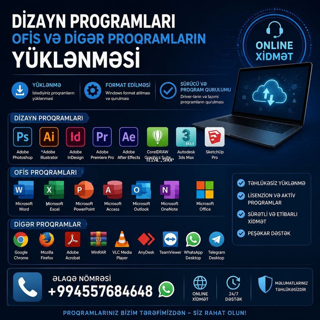 💻 Proqram təminatı və kompüter xidməti ✔️ Dizayn proqramlarının