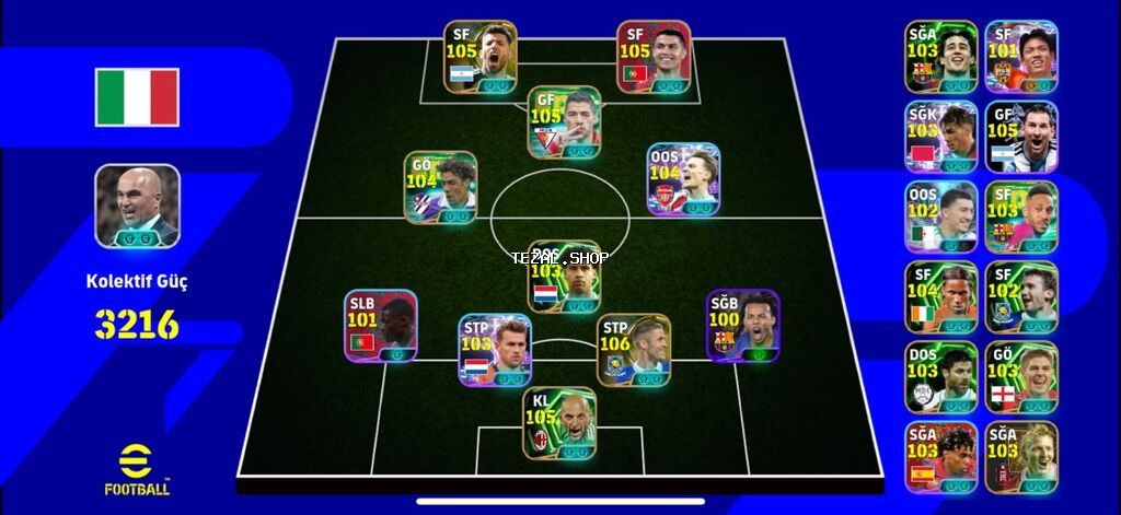 EFootball oyun hesabı – güclü komanda və inkişaf etmiş heyət - Oyun