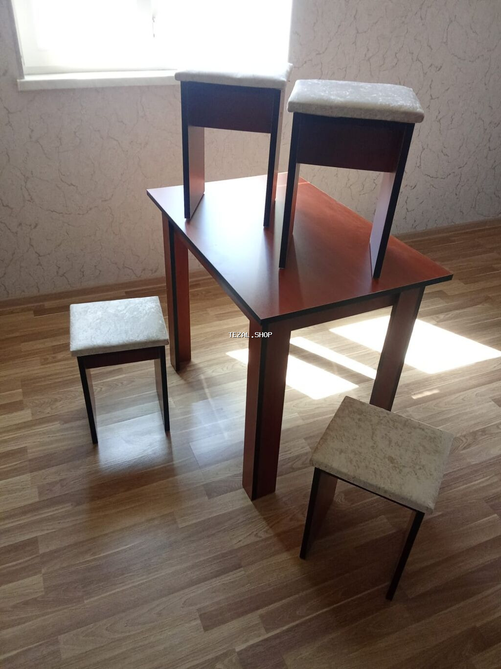 Mətbəx üçün, Yeni, Açılmayan, Dördbucaq masa, 4 stul - şəkil 3