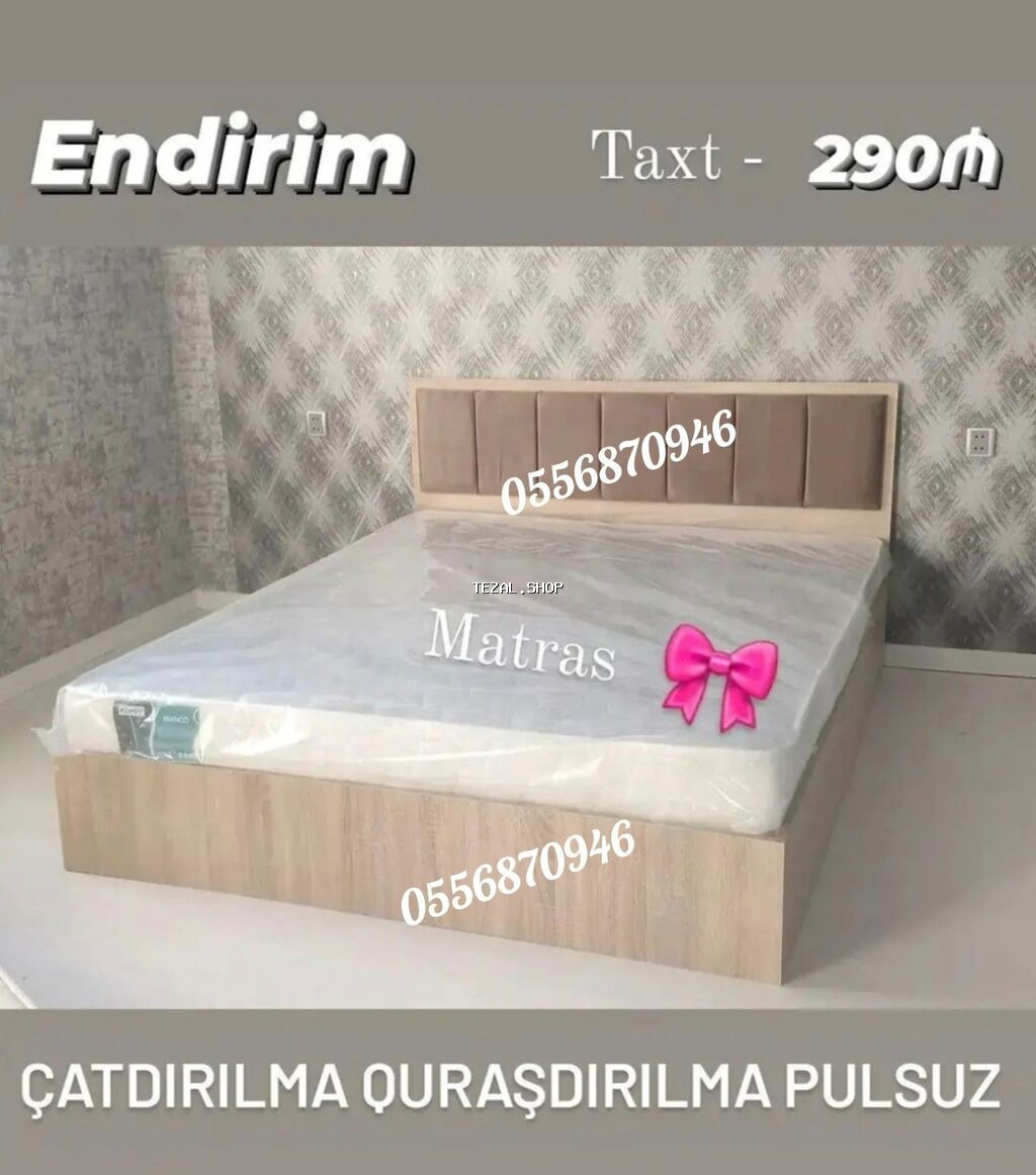 Yeni, İkinəfərlik çarpayı, Bazasız, Matras ilə, Siyirməsiz, Rusiya - şəkil 2