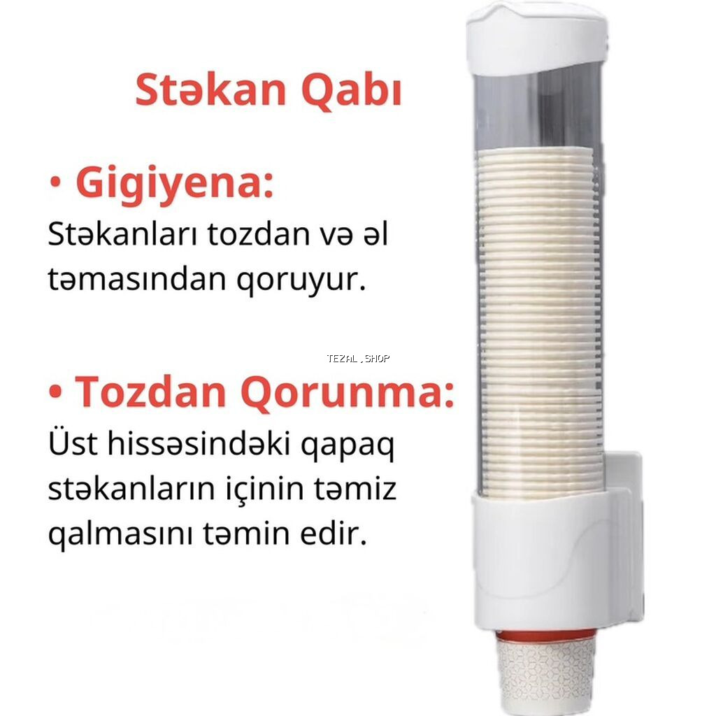 Stəkan Qabı – divara quraşdırılan, vertikal stəkan dispenseri -