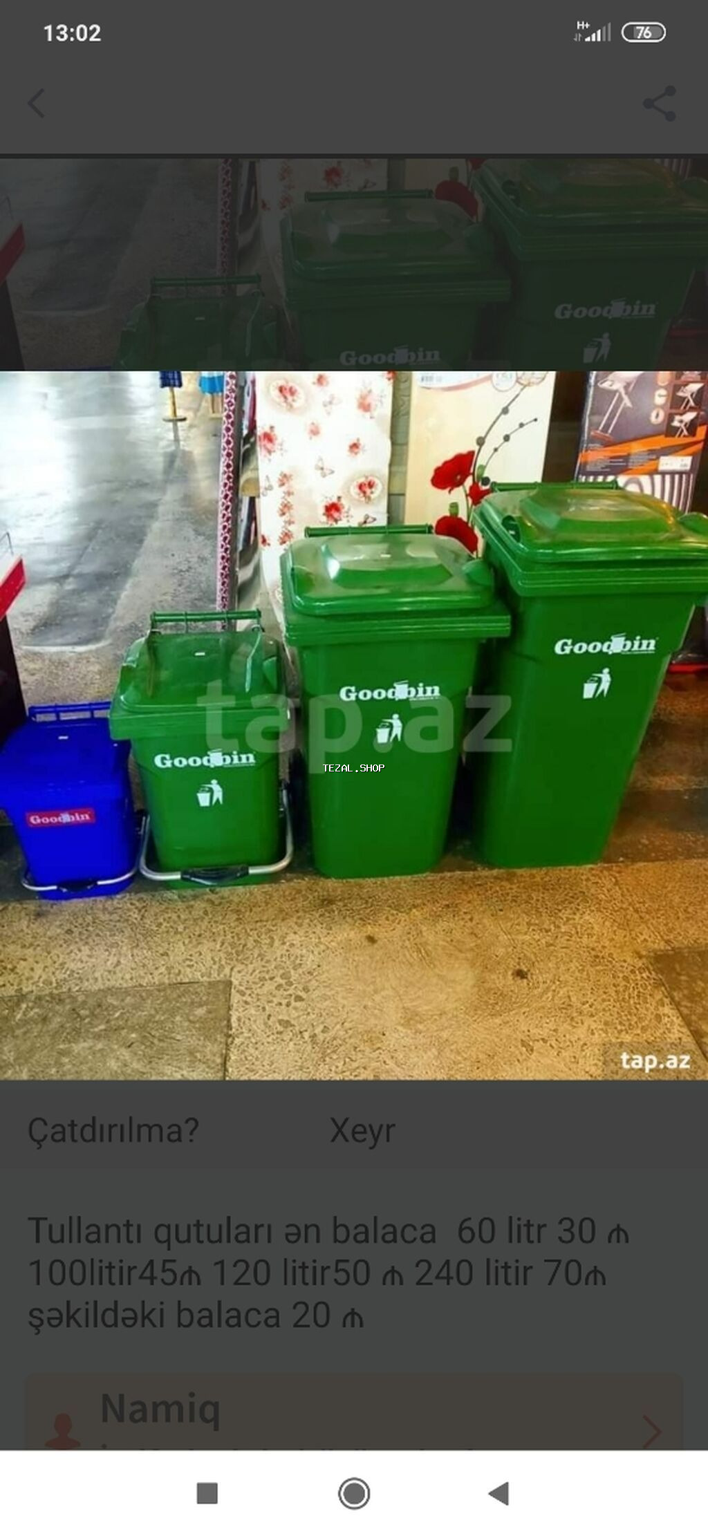 25 ₼ 30 litir hər ölçüdə var yenidir