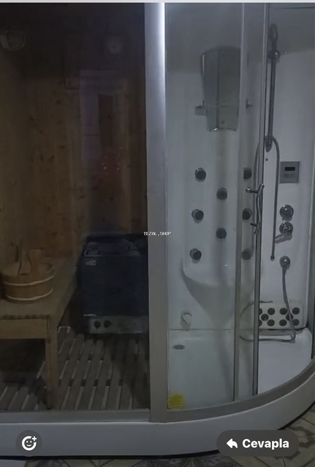 Kombinə edilmiş sauna və hidromassajlı duş kabinası - 2 bölməli