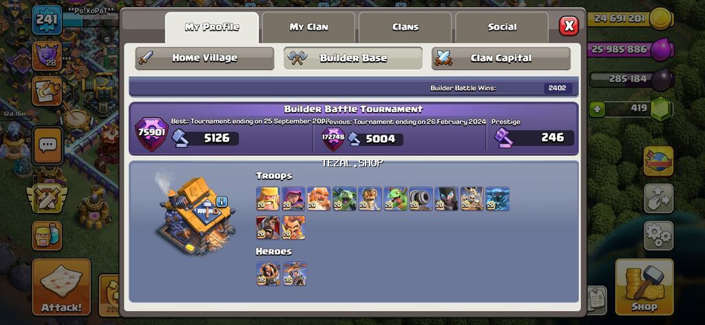 Clash of clans hesabı.242 səviyyə.Hal hazırda oynanılan