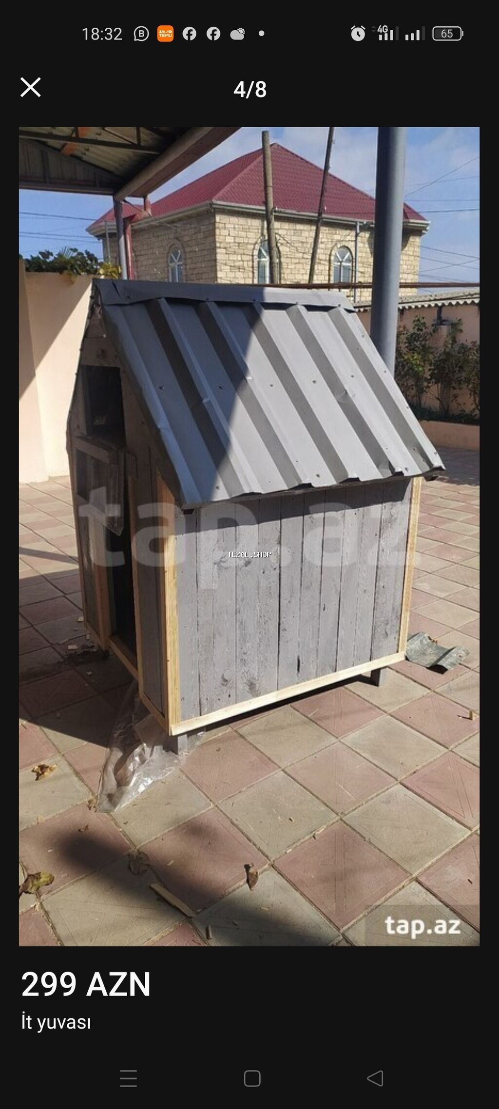 Məhsul: It yuvası - Material: Taxta karkas, möhkəm metal/profilli dam - şəkil 2