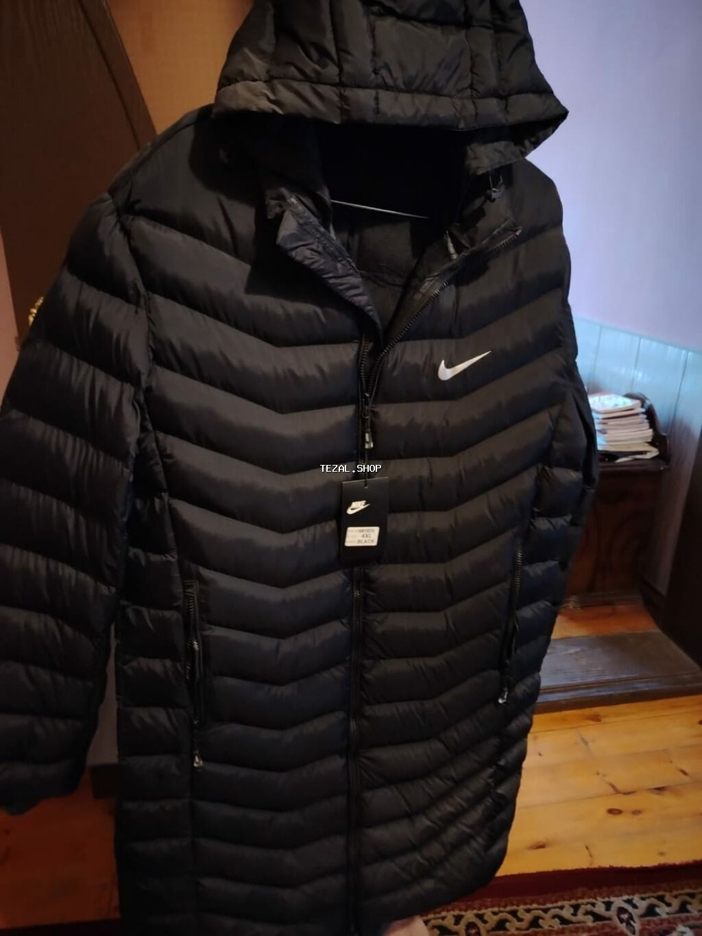 Bəylər üçün Nike uzun şişmə qış plaşı - Rəng: qara - Model - şəkil 2