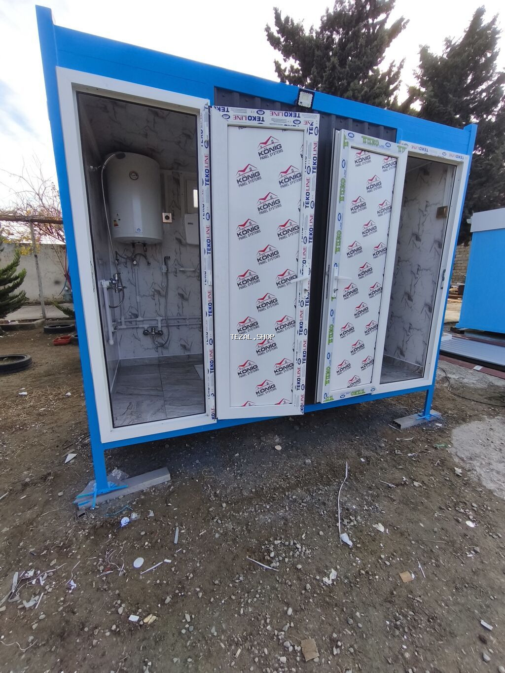 Metal karkaslı mobil sanitar blok – duş və tualet konteyneri - - şəkil 4