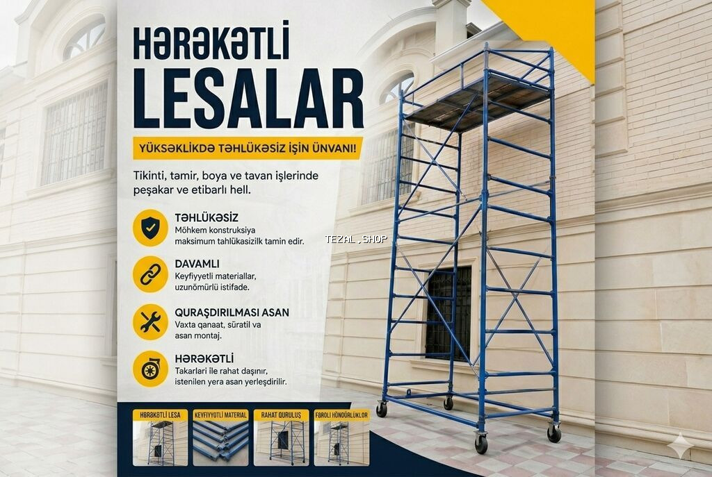 Məhsul: Hərəkətli lesa (skafold) Təsvir: - Tikinti, təmir, boya və