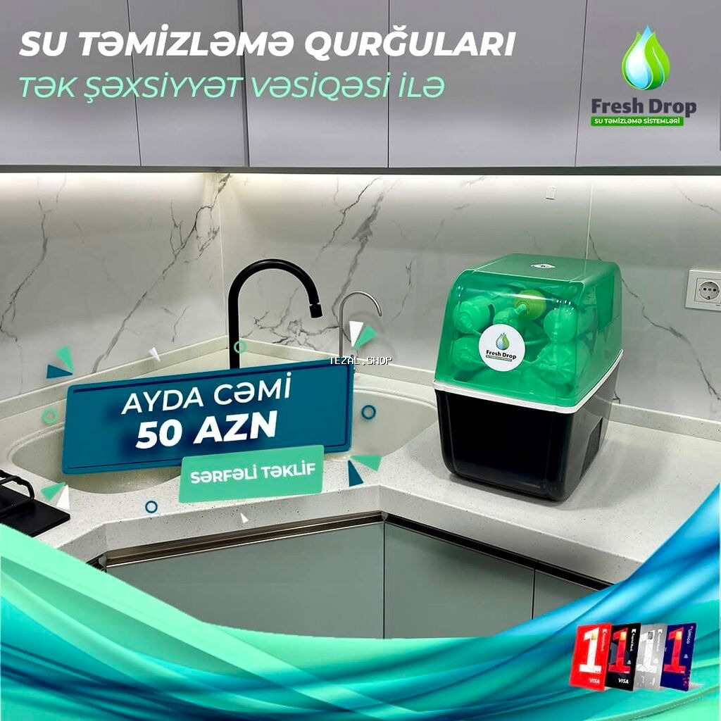 Fresh Drop Su filtrləri. * Tək şəxsiyyət vəsiqəsi ilə, * Hissə-hissə
