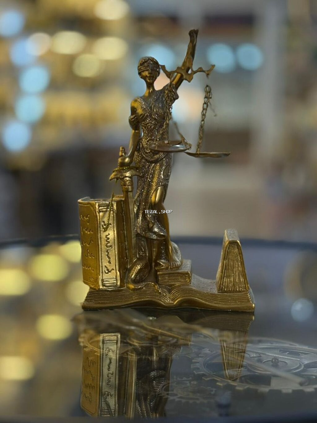 Temida (Ədalət ilahəsi) fiqurlu masaüstü aksesuar - Material: metal - şəkil 3
