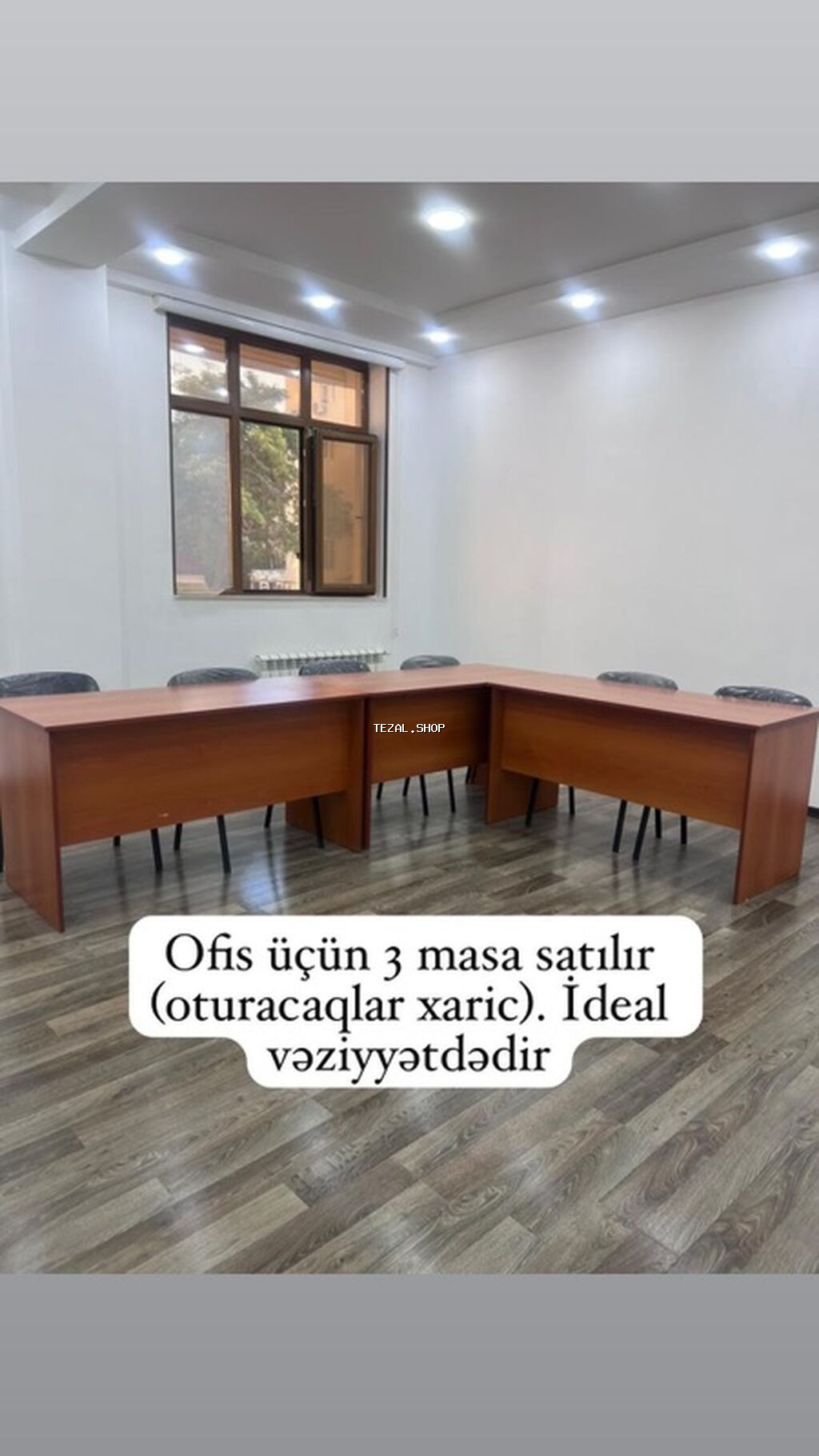 Ofis üçün 3 ədəd iş masası dəsti. - Material: laminat/LDSP ağac
