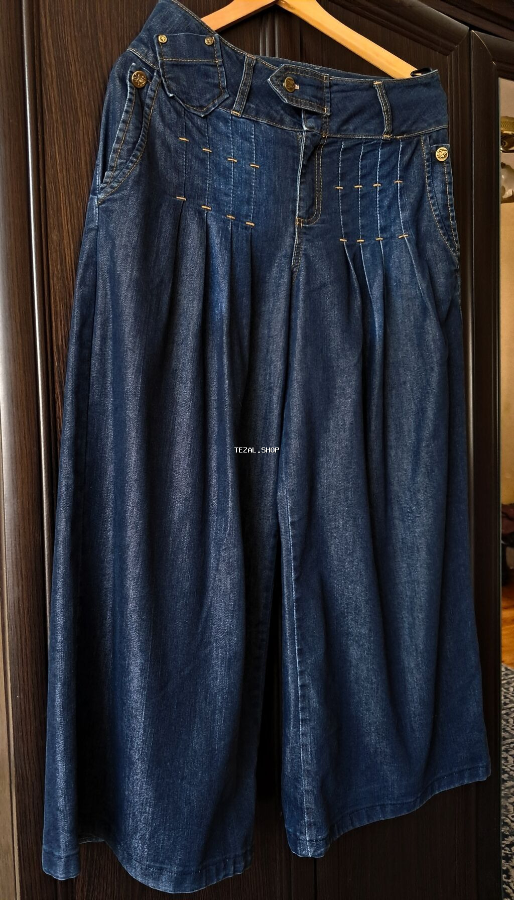 Məhsul: Denim kulet (kloş kəsimli geniş şalvar-ətək) - Material: Orta - şəkil 2