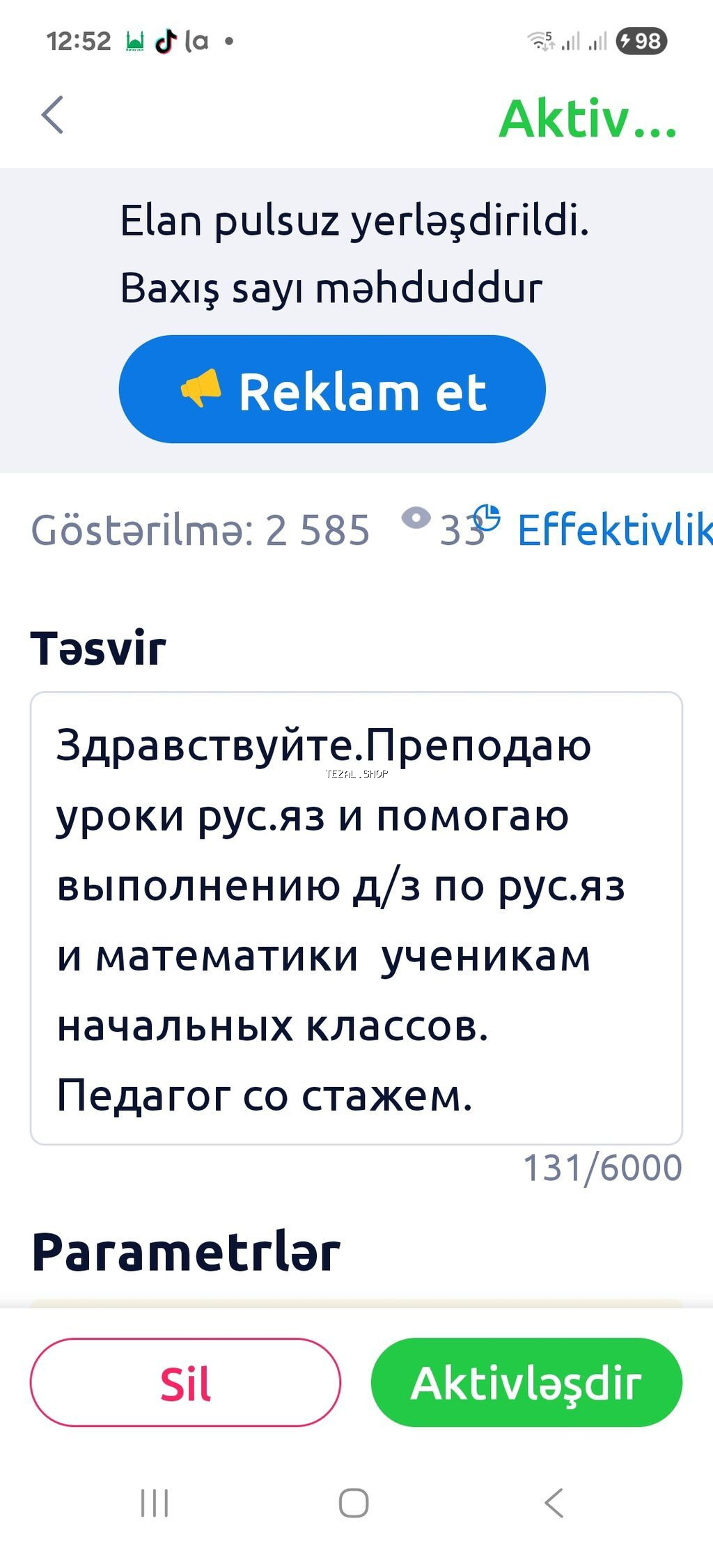 Repetitor, Riyaziyyat, Rus dili